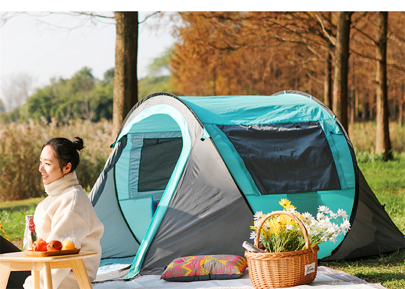 Cheap Goat Tents Outdoor Camping Tent 190T Sunscreen Double Layers Automatic Thick Waterproof Detachable Multi  use 3 4 Person Hiking Tent   